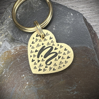 "M" - Brass Heart Small
