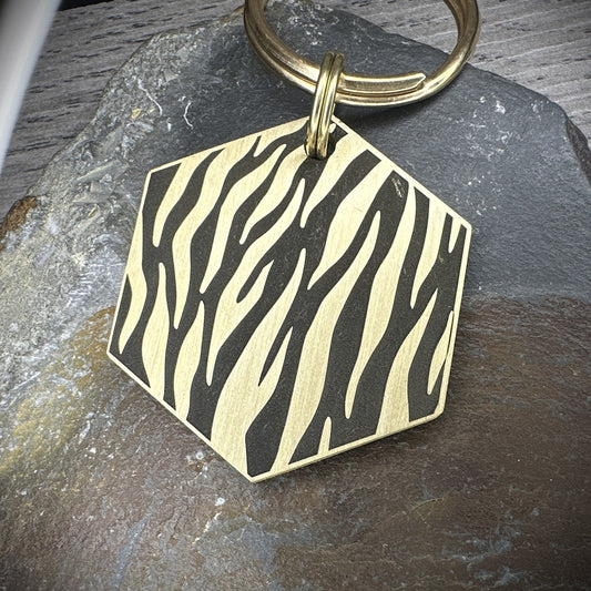 Tiger Print - Brass Hexagon Large