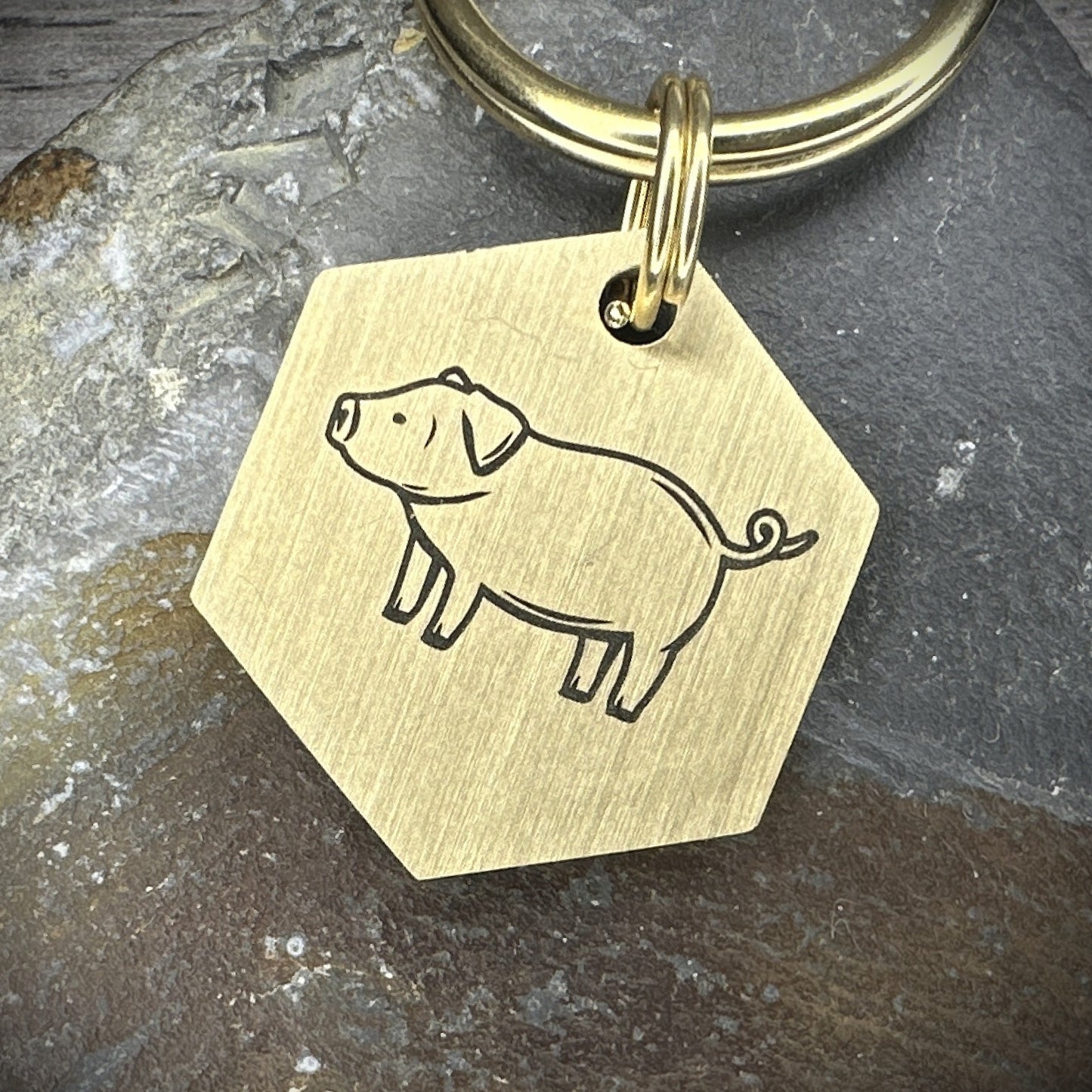 Piggy - Brass Hexagon Small