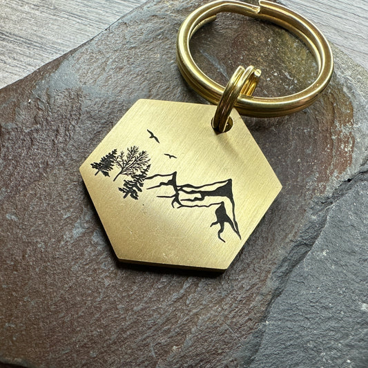 Minimalist Mountains  - Brass Hexagon Small