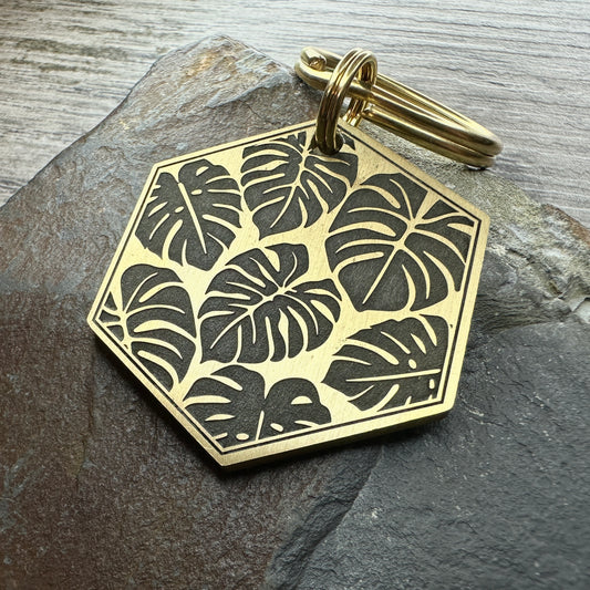 Monstera - Brass Hexagon Large