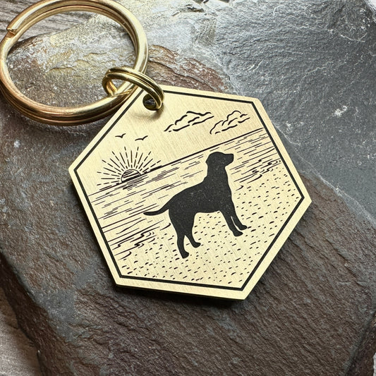 Beach Day Labrador - Brass Hexagon Large