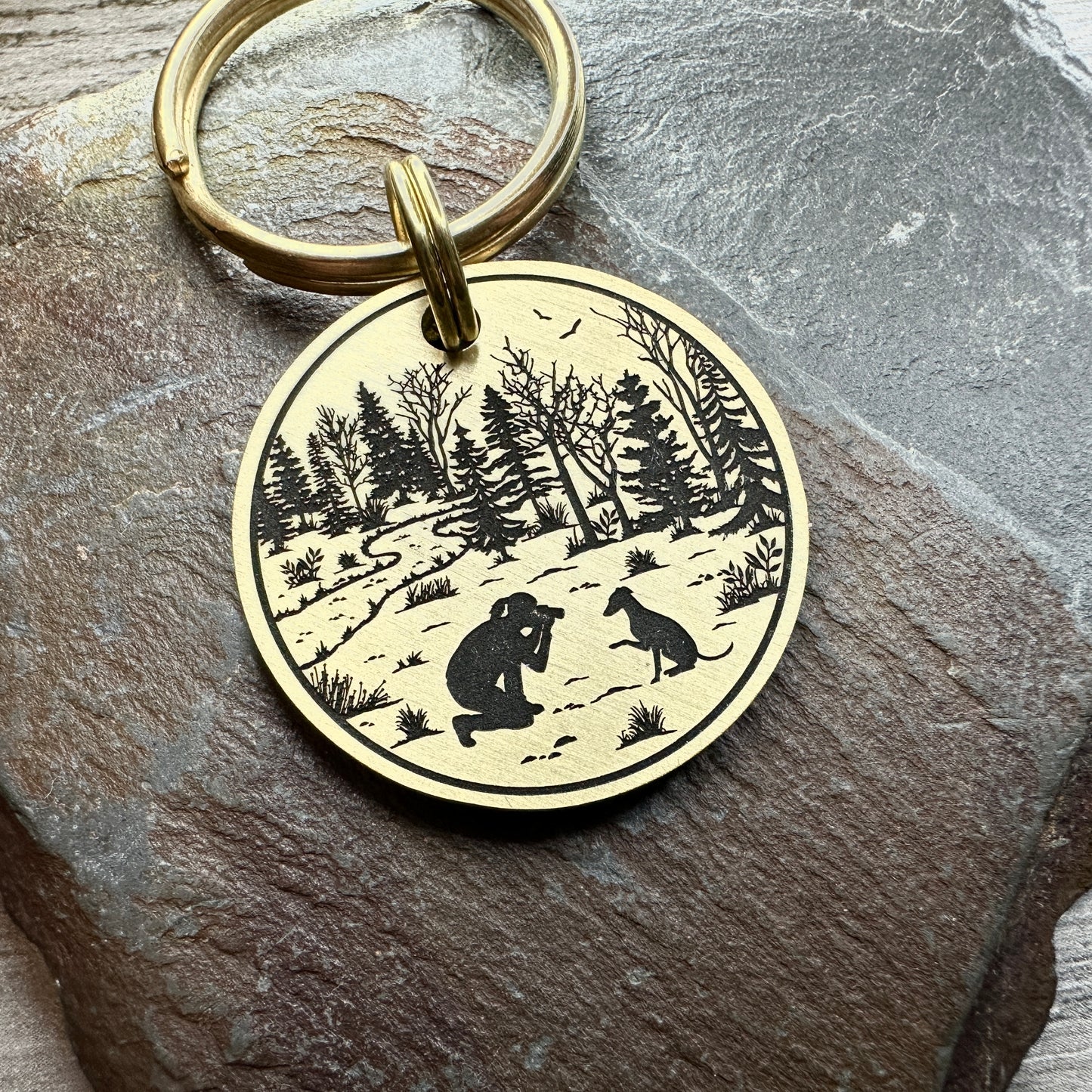 Whippet Photographer - Brass Disc Medium