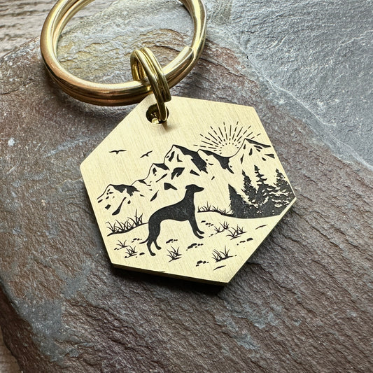 Mountain Whippet - Brass Hexagon Small