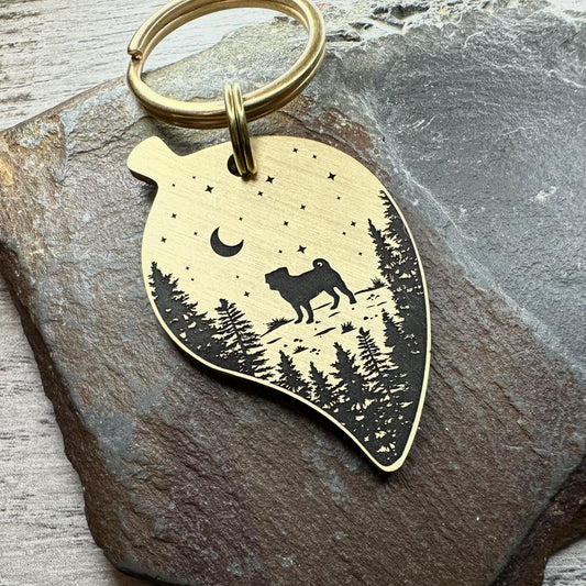 Moonlight Pug - Brass leaf Large