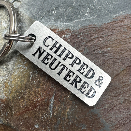 Chipped & Neutered - tab shape  - stainless steel