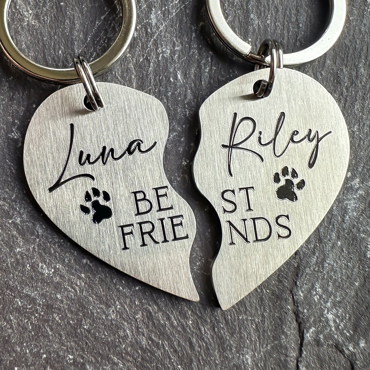 TWO Friendship Love Heart Tags