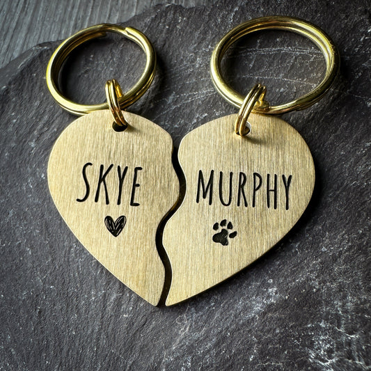 TWO Friendship Love Heart Tags