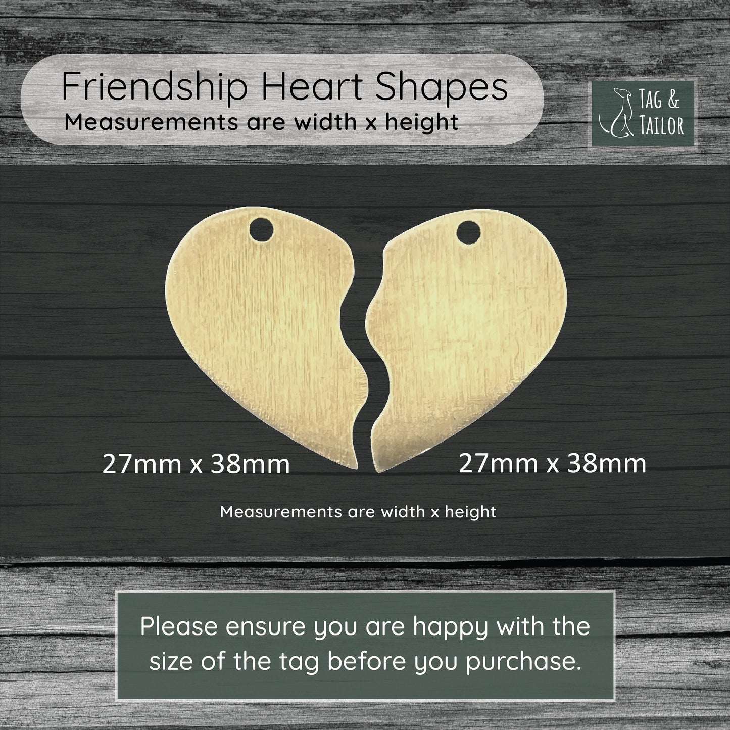 TWO Friendship Love Heart Tags